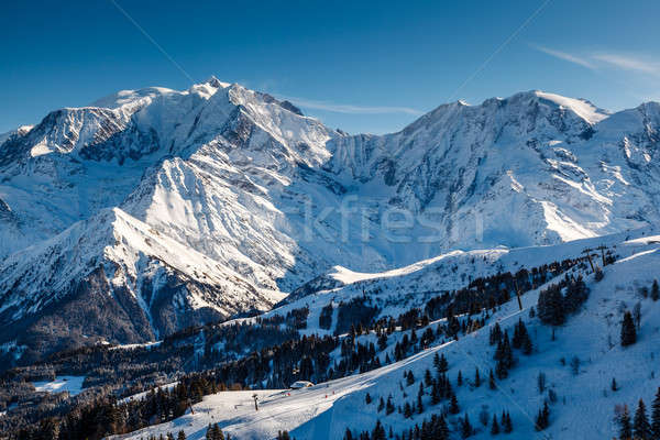 Stock photo: Mountain Peak and Ski Slope near Megeve in French Alps, France