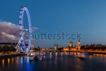 Rainy Weather over River Thames, Westminster Palace and London S Stock photo © anshar