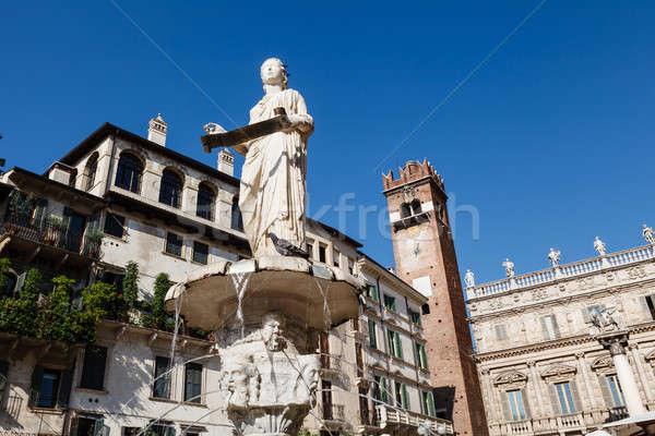 Stock photo: Fountain and Statue of Madonna on Piazza delle Erbe in Verona, V