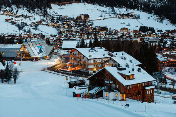 Ski Resort Nacht Alpen Italien Gebäude Stock foto © anshar