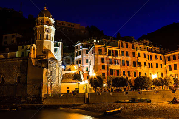 Kościoła morza plaży noc Włochy wody Zdjęcia stock © anshar