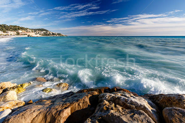 Azure Sea and Beuatiful Beach in Nice, French Riviera, France Stock photo © anshar