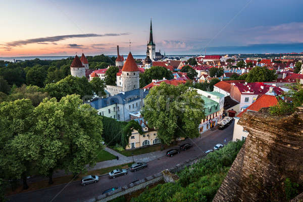 Aerial View of Tallinn Old Town from Toompea Hill in the Evening Stock photo © anshar