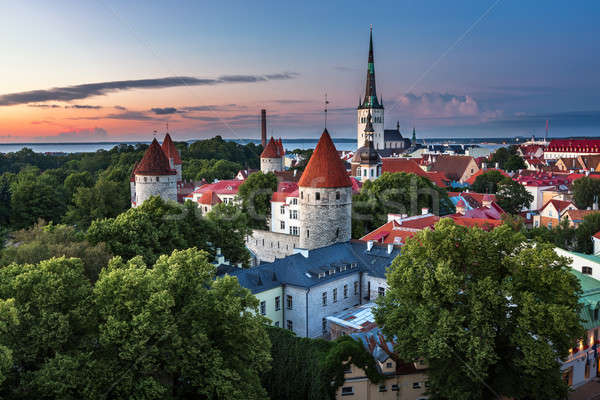 Aerial View of Tallinn Old Town from Toompea Hill in the Evening Stock photo © anshar