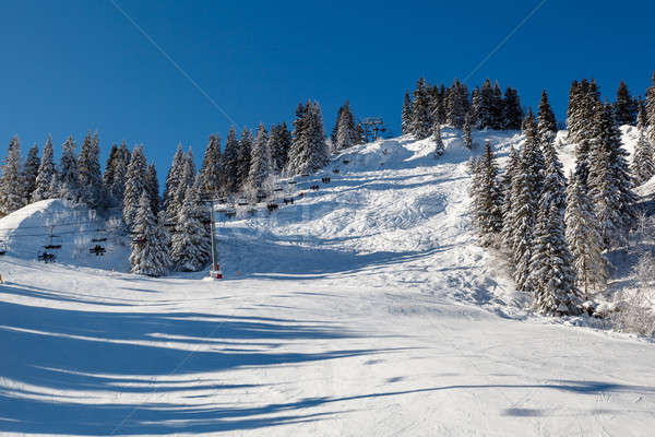Sunny Ski Slope and Ski Lift near Megeve in French Alps, France Stock photo © anshar
