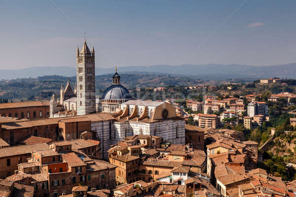 Aerial View on Siena and Santa Maria Cathedral, Tuscany, Italy Stock photo © anshar