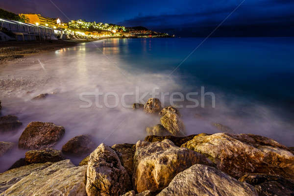 浪漫 海灘 夜 尼斯 法國人 天空 商業照片 © anshar