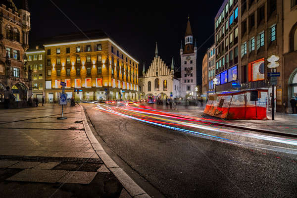 Old Town Hall and Marienplatz in the Night, Munich, Bavaria, Ger Stock photo © anshar