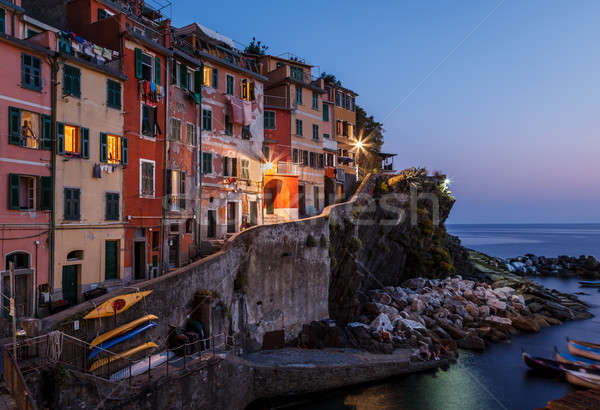 Dorp verlicht nacht Italië huis zomer Stockfoto © anshar