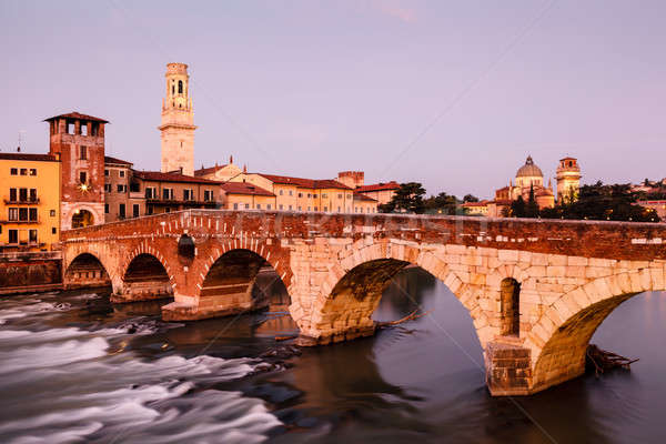 View of Adige River and Saint Peter Bridge in Verona, Veneto, It Stock photo © anshar