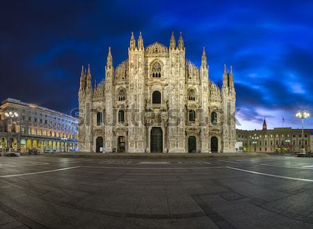 Panorama of Duomo di Milano (Milan Cathedral) and Piazza del Duo Stock photo © anshar