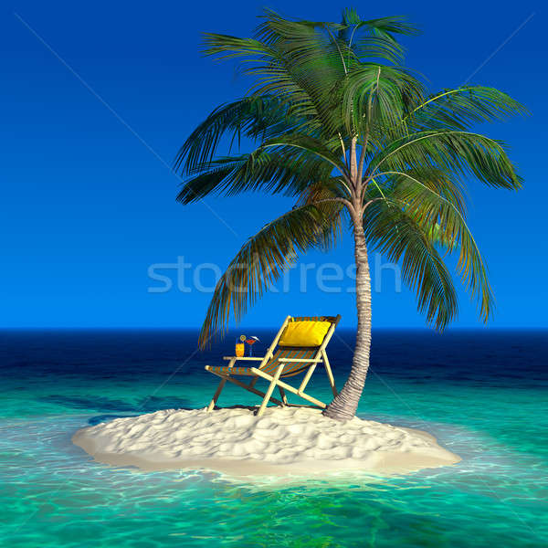 A small tropical island with a beach chaise longue Stock photo © Antartis