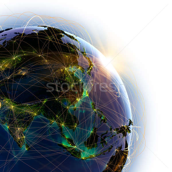 Principal aer Asia detaliat Planet Earth Imagine de stoc © Antartis
