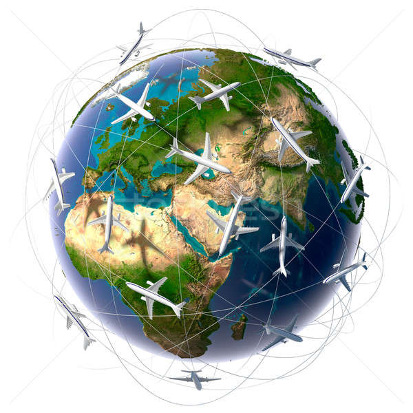 Internazionali viaggi aerei metafora in giro pianeta terra Foto d'archivio © Antartis
