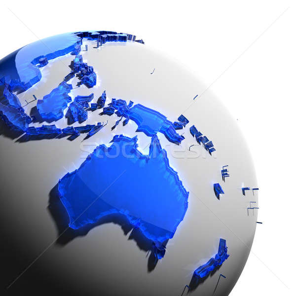 A fragment of the Earth with continents of blue glass Stock photo © Antartis