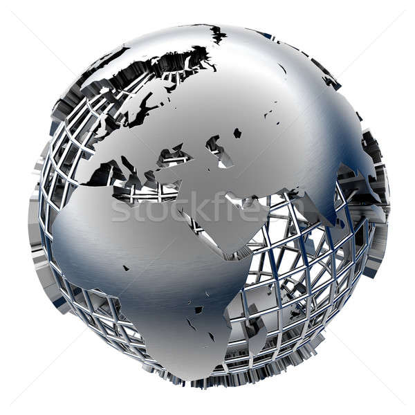 стилизованный металл модель земле бизнеса карта Сток-фото © Antartis