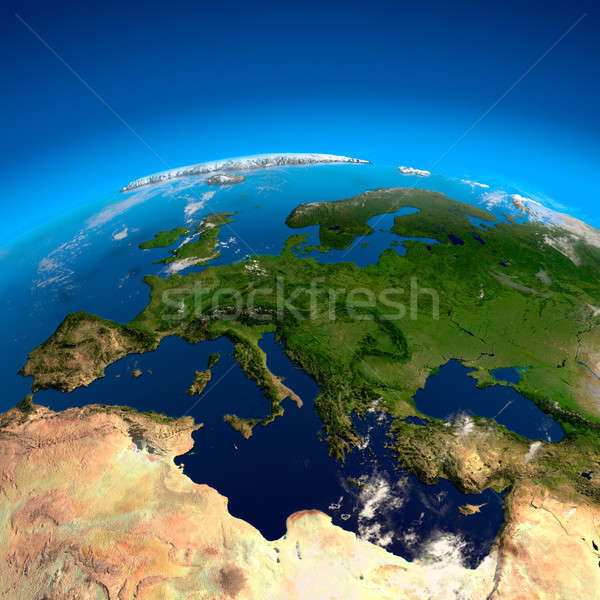 Vedere Europa inaltime Spania Franta Germania Imagine de stoc © Antartis