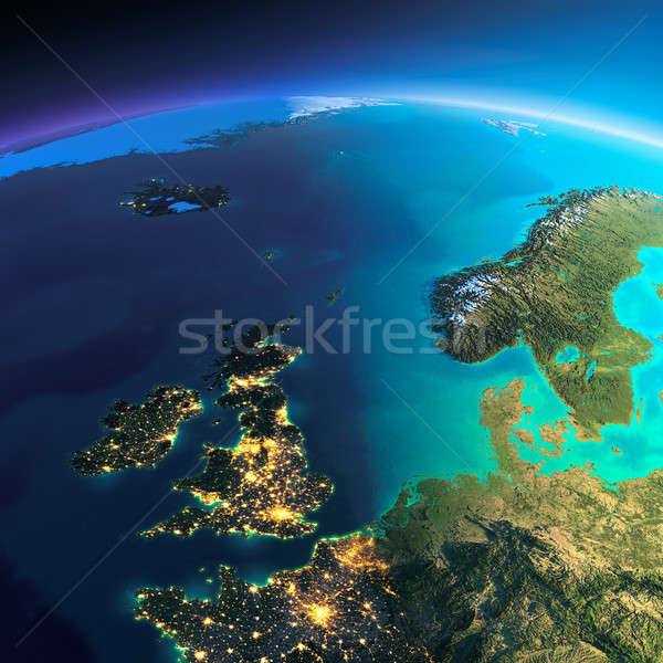 Detalhado terra Reino Unido norte mar Foto stock © Antartis