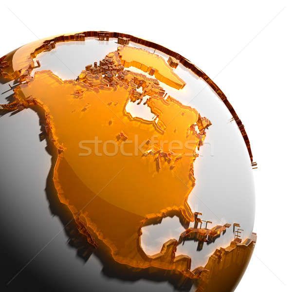 A fragment of the Earth with continents of orange glass Stock photo © Antartis