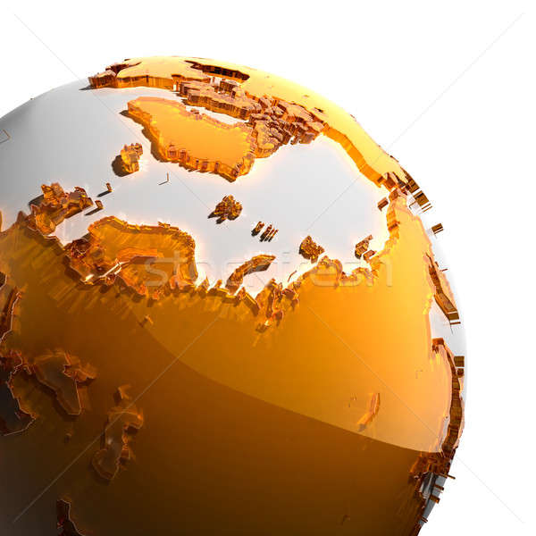 A fragment of the Earth with continents of orange glass Stock photo © Antartis