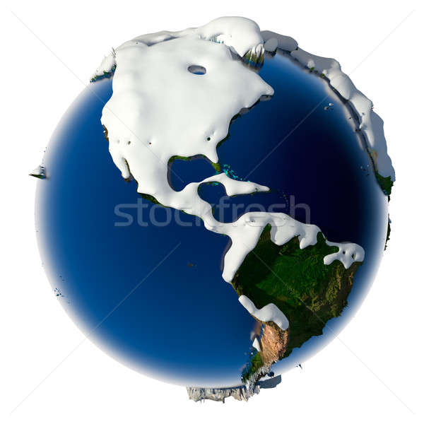 Stock photo: Planet Earth is covered by snow drifts