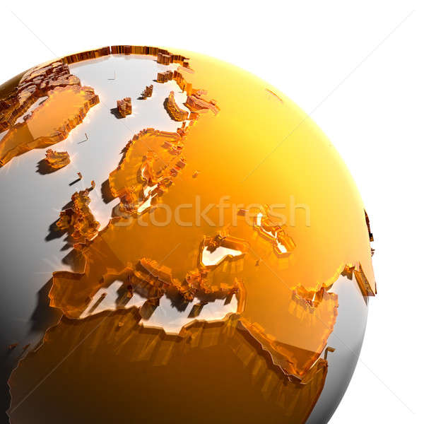 A fragment of the Earth with continents of orange glass Stock photo © Antartis