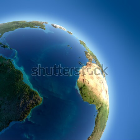 Stock foto: Erde · groß · Erleichterung · beleuchtet · Sonne · Fragment