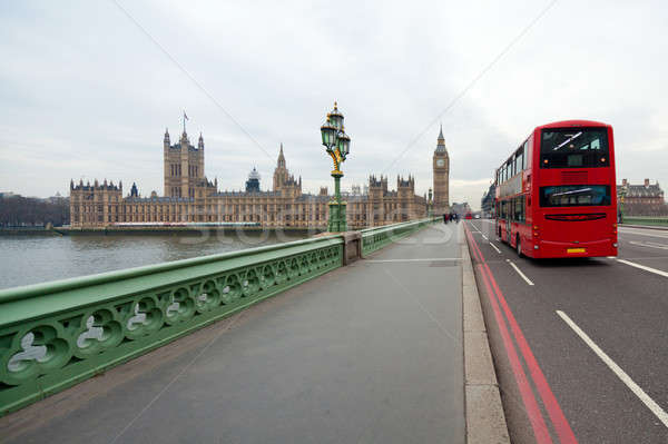 Big Ben with red double-decker in London, UK Stock photo © Antartis