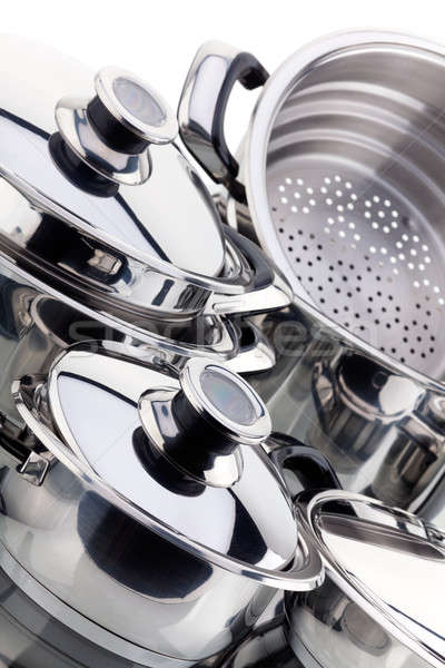 A set of saucepans, stainless steel Stock photo © Antartis