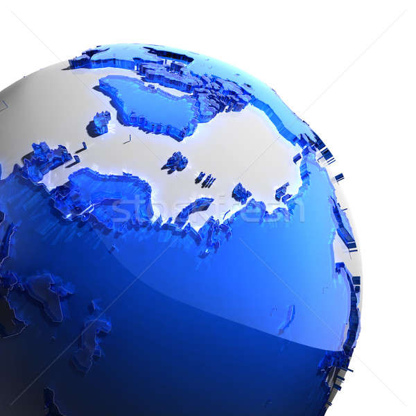 A fragment of the Earth with continents of blue glass Stock photo © Antartis