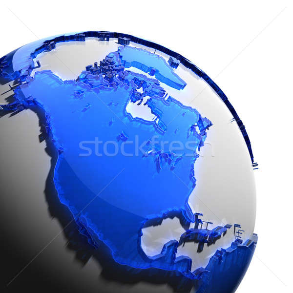 A fragment of the Earth with continents of blue glass Stock photo © Antartis