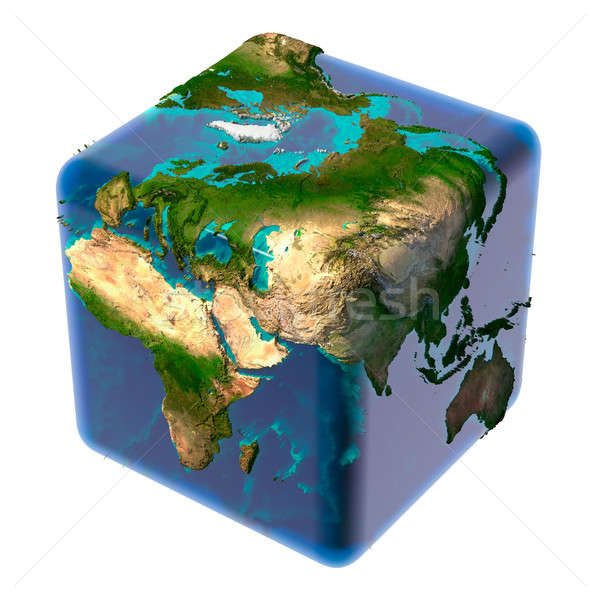 Cubic Earth with translucent ocean Stock photo © Antartis