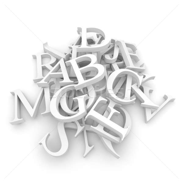 Foto stock: Alfabeto · cartas · aislado · blanco · signo