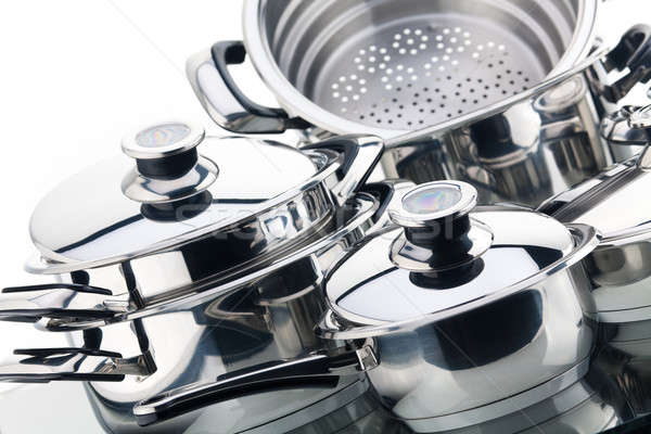 A set of saucepans, stainless steel Stock photo © Antartis