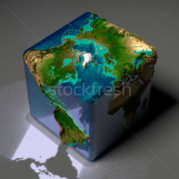 Cubic Earth with translucent ocean Stock photo © Antartis