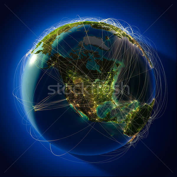 Major global aviation routes on the globe Stock photo © Antartis