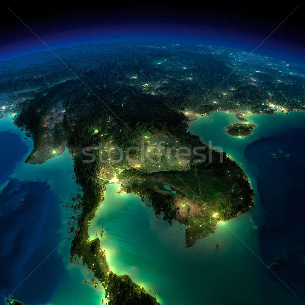 éjszaka Föld darab Ázsia félsziget rendkívül Stock fotó © Antartis