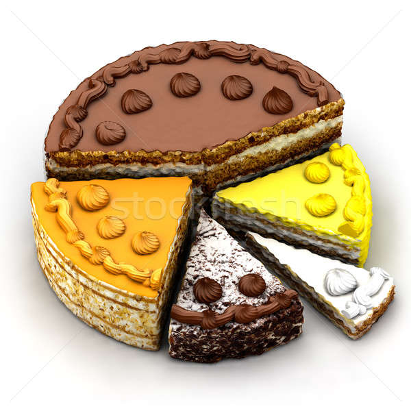 Stock photo: Pie chart of the different piece of pie
