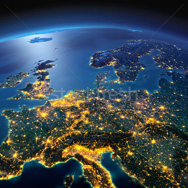 Zdjęcia stock: Szczegółowy · ziemi · centralny · Europie · noc · planety · Ziemi