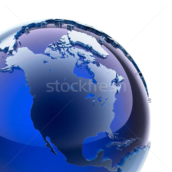 Azul vidrio mundo fragmento estilizado continentes Foto stock © Antartis