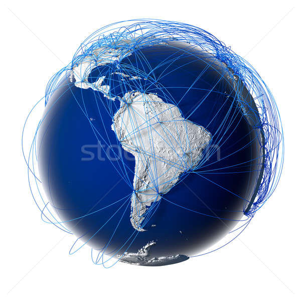 Major global aviation routes on the globe Stock photo © Antartis