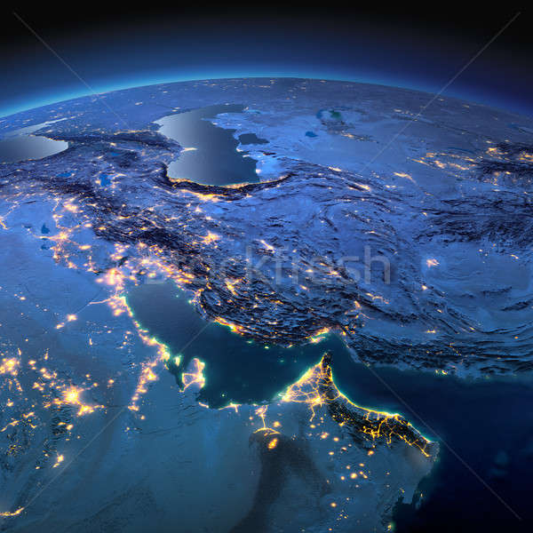 Detailed Earth. Persian Gulf on a moonlit night Stock photo © Antartis