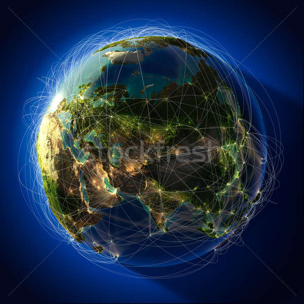Major global aviation routes on the globe Stock photo © Antartis