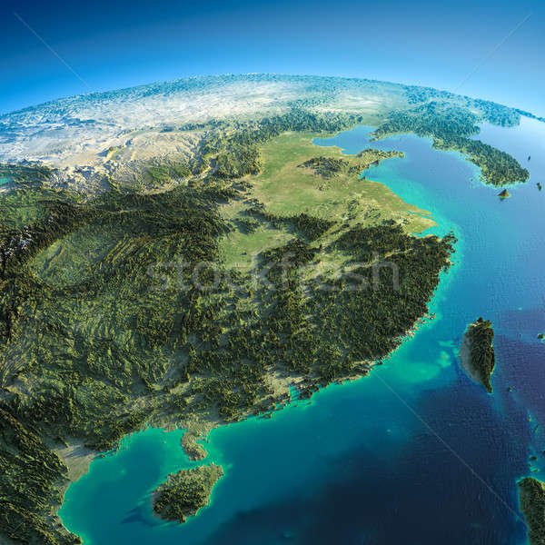 Gedetailleerd aarde Oost China Taiwan Stockfoto © Antartis
