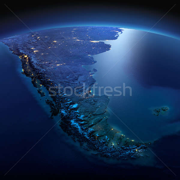 Detailed Earth. South America. Tierra del Fuego on a moonlit nig Stock photo © Antartis