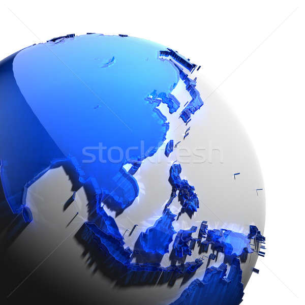 A fragment of the Earth with continents of blue glass Stock photo © Antartis