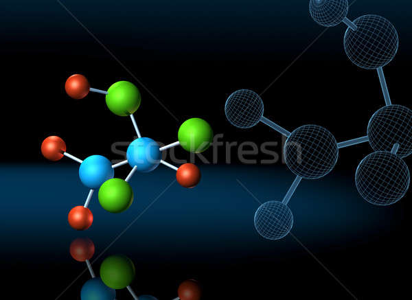 Moléculaire modèle sombre réfléchissant médecine Photo stock © Anterovium