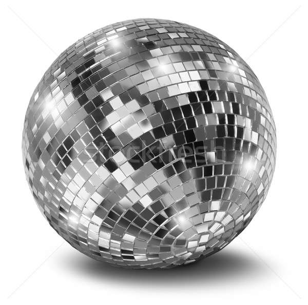 Stockfoto: Zilver · disco · spiegel · bal · geïsoleerd · witte