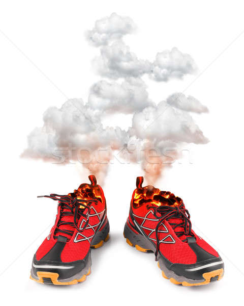 Red hot sport running shoes Stock photo © Anterovium