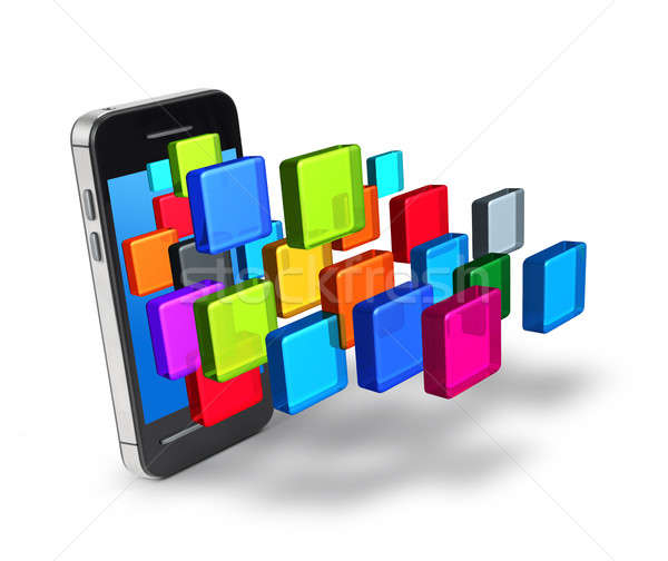 Smartphone aplicatii icoane cerere digital Imagine de stoc © Anterovium